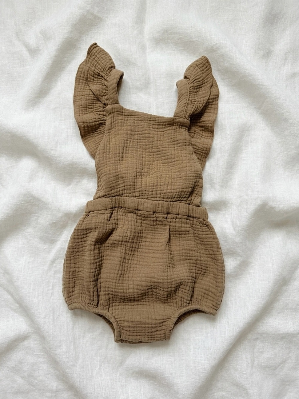 🤍 The Simple Folk Organic Cotton Gauze Flutter Sleeve Bubble Romper Size 18-24M